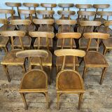 Series of 24 chairs bistrot wood curved 1960
