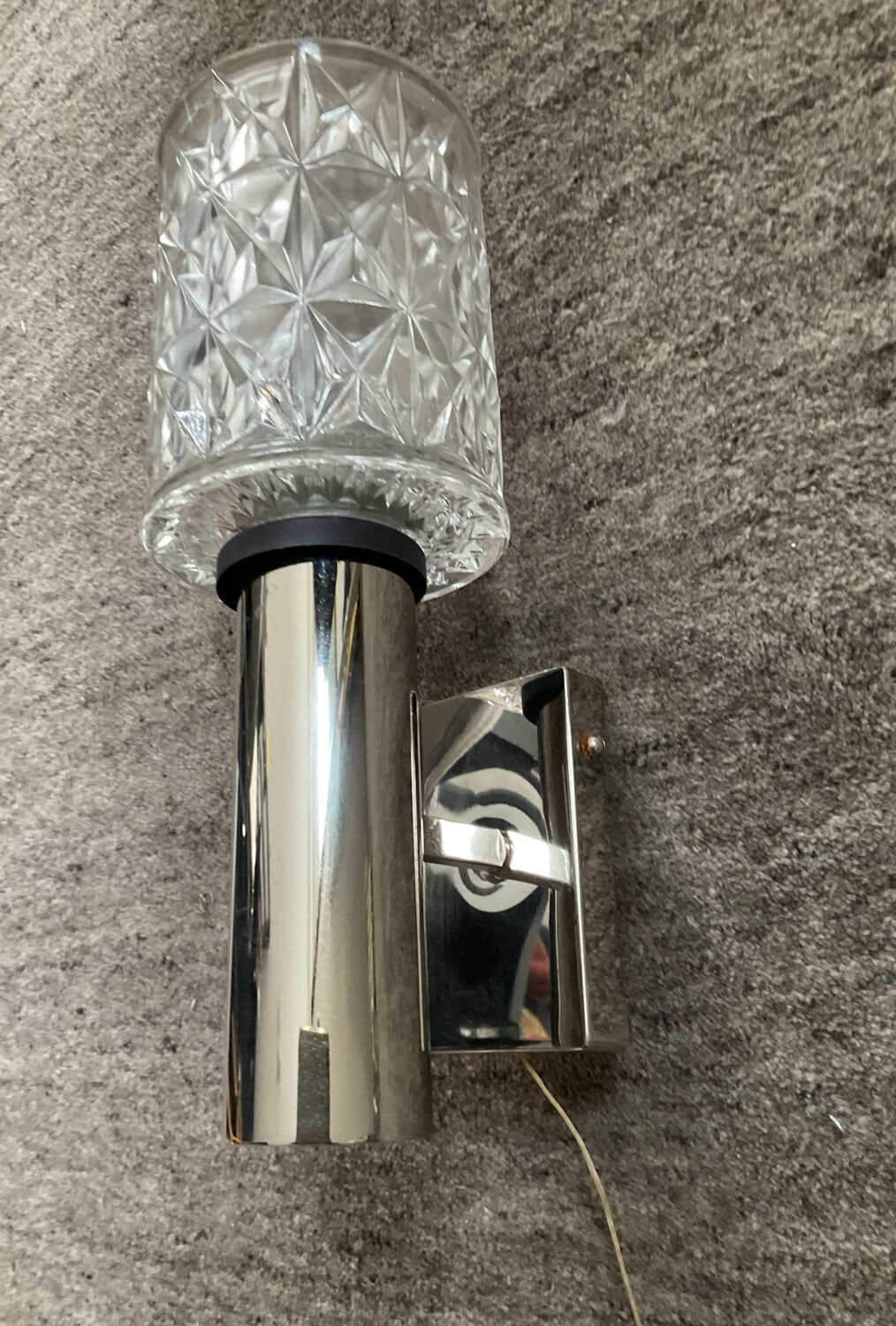 Space Age wall light in chrome and molded glass
