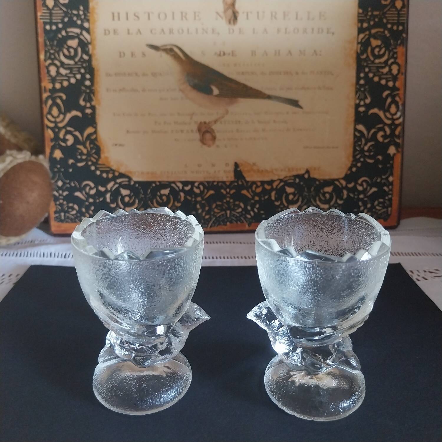 Antique Portieux glass egg cups