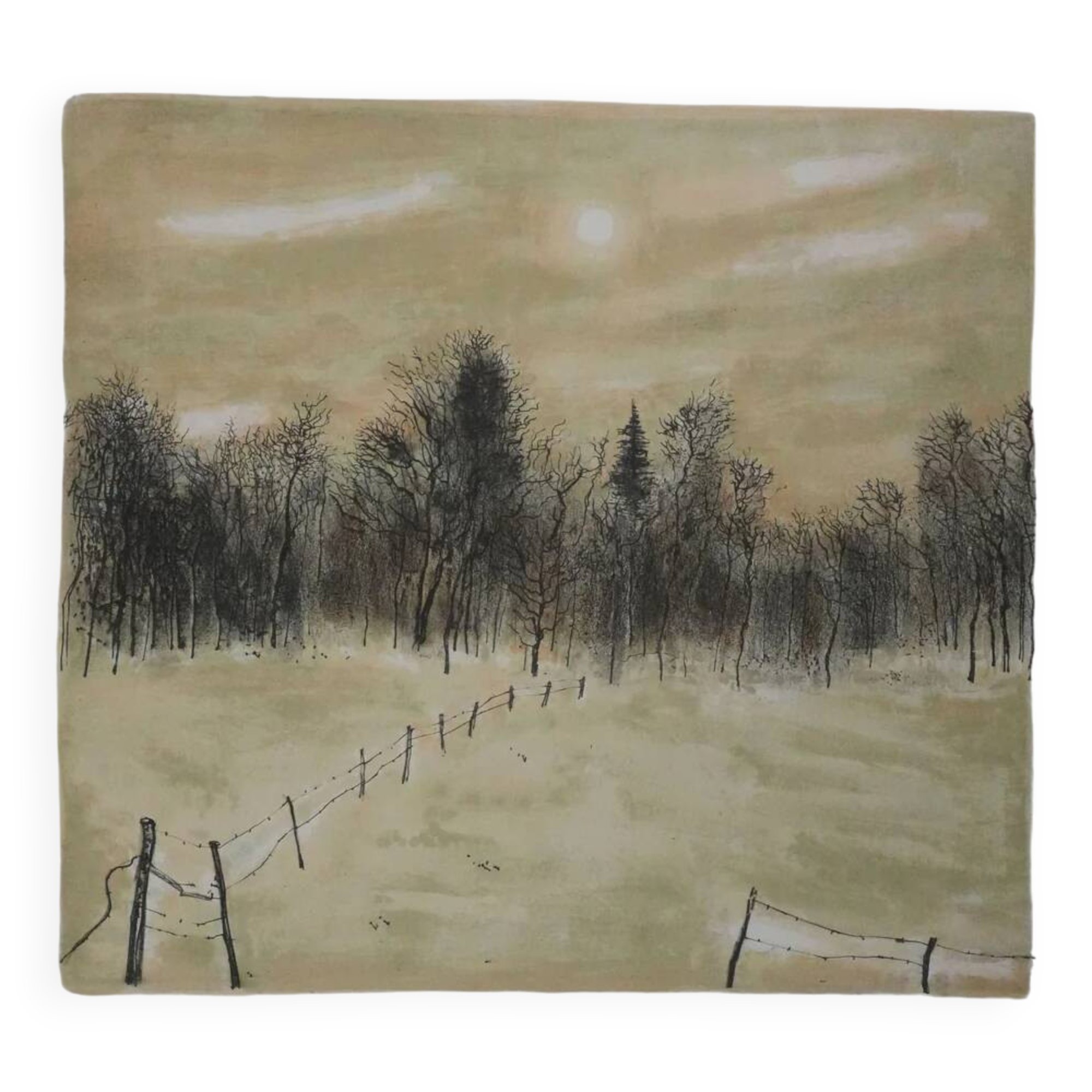 Bernard Gantner: Clearing under the snow, signed original lithograph.