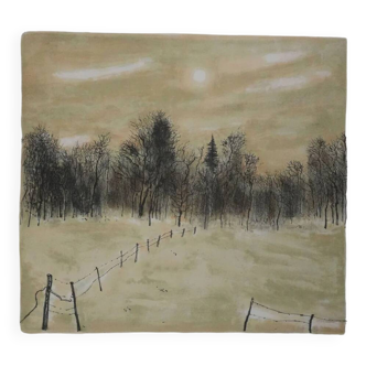 Bernard Gantner: Clearing under the snow, signed original lithograph.