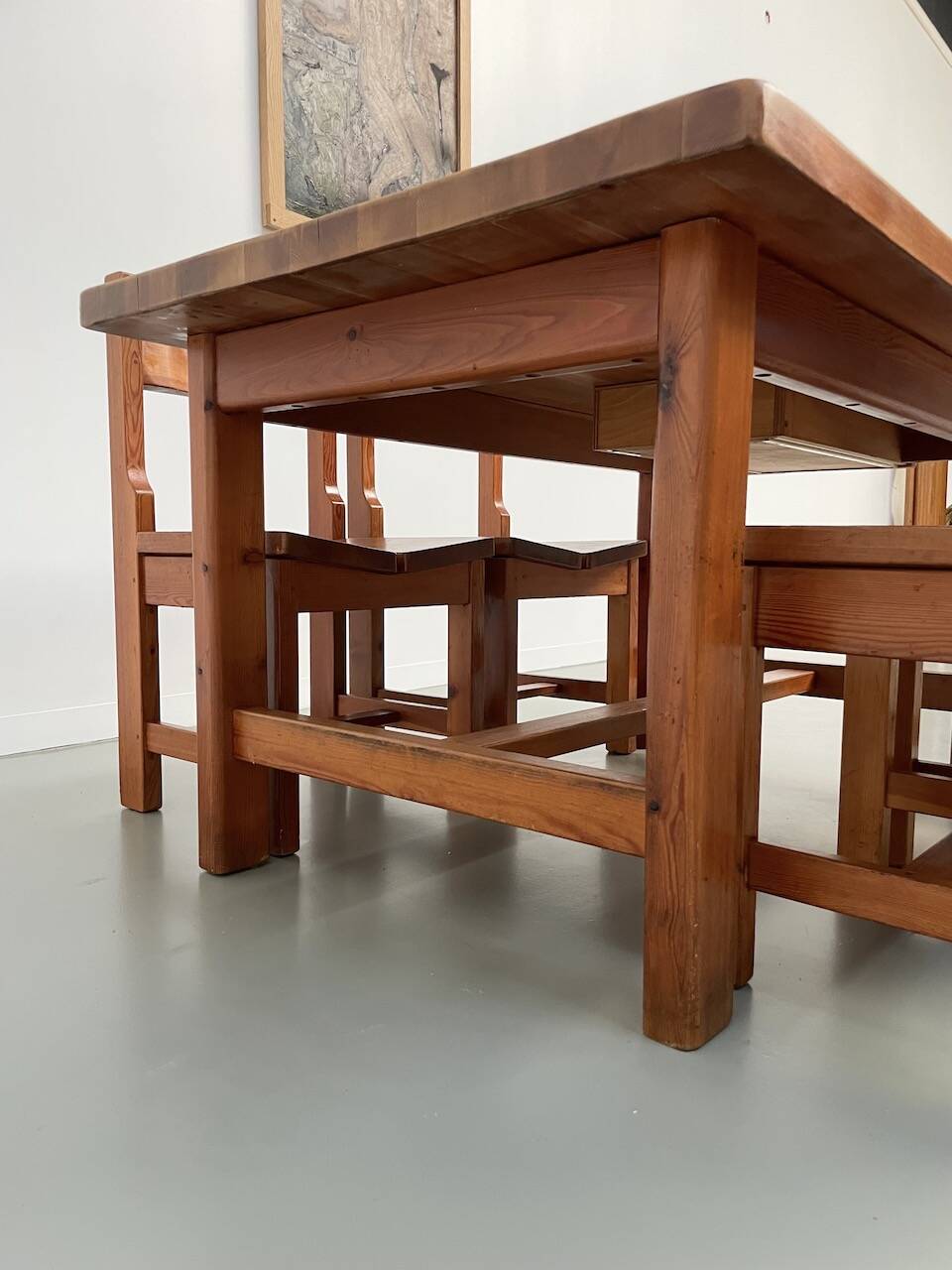 Set of table and 4 chairs, 60s mountain furniture