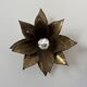 Pair of vintage patinated brass wall lights with floral motif, France, 1960.