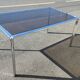 Dining room table chrome steel and smoked glass