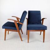 Vintage armchair 300-123, design by M. Puchała navy blue - set of 2 pieces