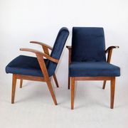 Vintage armchair 300-123, design by M. Puchała navy blue - set of 2 pieces
