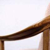 Vintage Mid-Century Modern Wood and Fabric Armchairs from W. Knoll, Set of 2