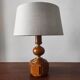 Vintage 70s salon lamp made of turned and sculpted oak wood.