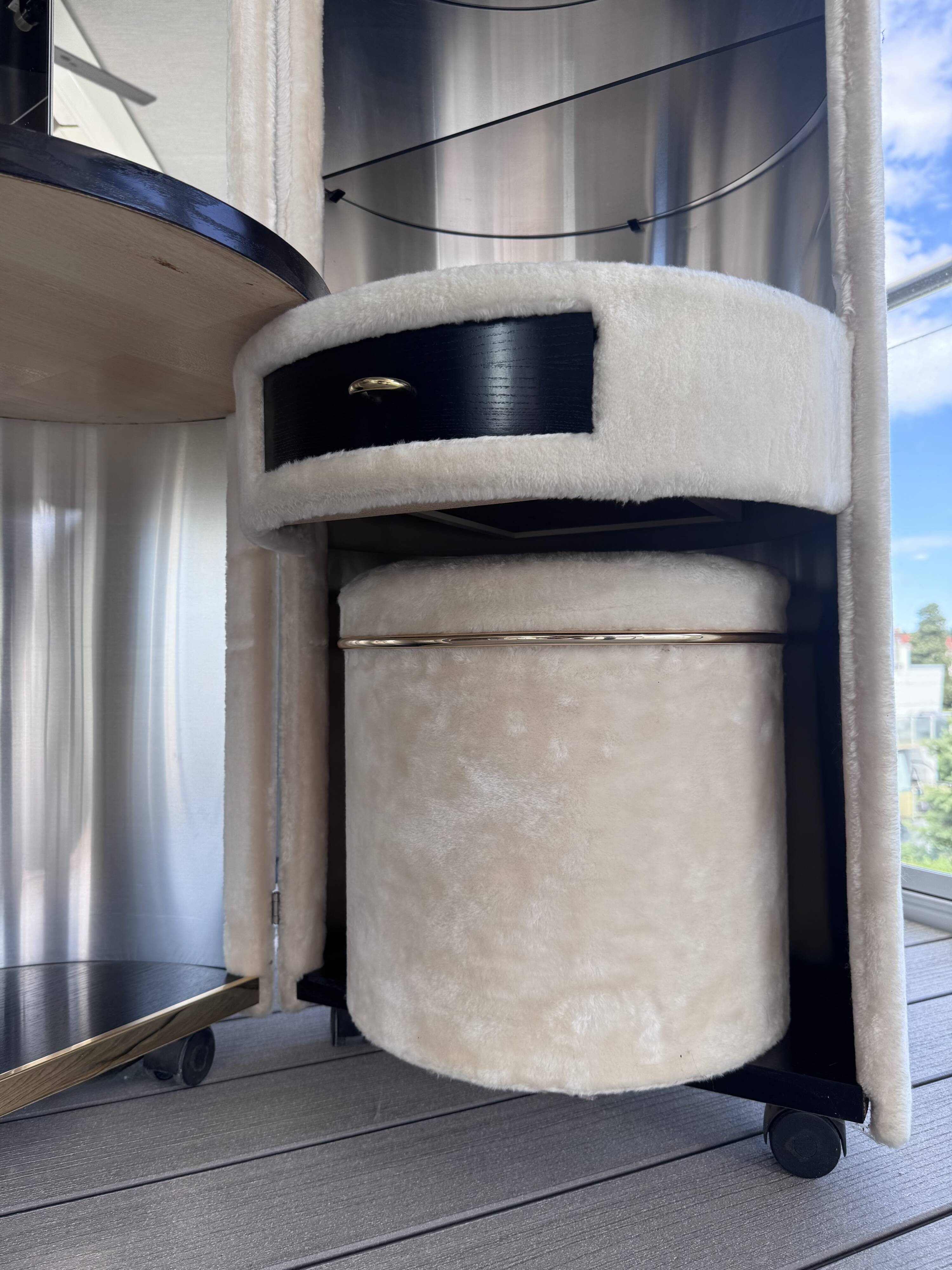 Coiffeuse cylindrique Space Age style Roche Bobois 1970