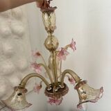 Lustre en verre de Murano fleurs vénitien, circa 1950/1970 rose jaune