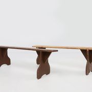Mid-Century Rustic Bench in Brown Painted Wood, France, 1890s