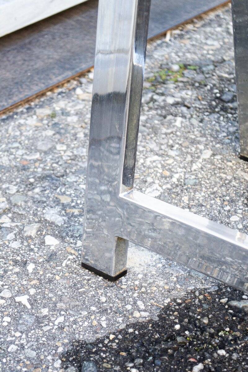 Tavolino vintage in acciaio cromato, anni '70