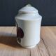 Porcelain jam pot with hand-painted plum design, signed sweet jar.
