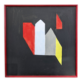 Mid-Century Modern "Dimension" Swedish Vintage Abstract Oil Painting, Framed