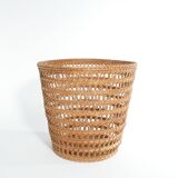 Mid-Century Modern Wicker Wastebasket