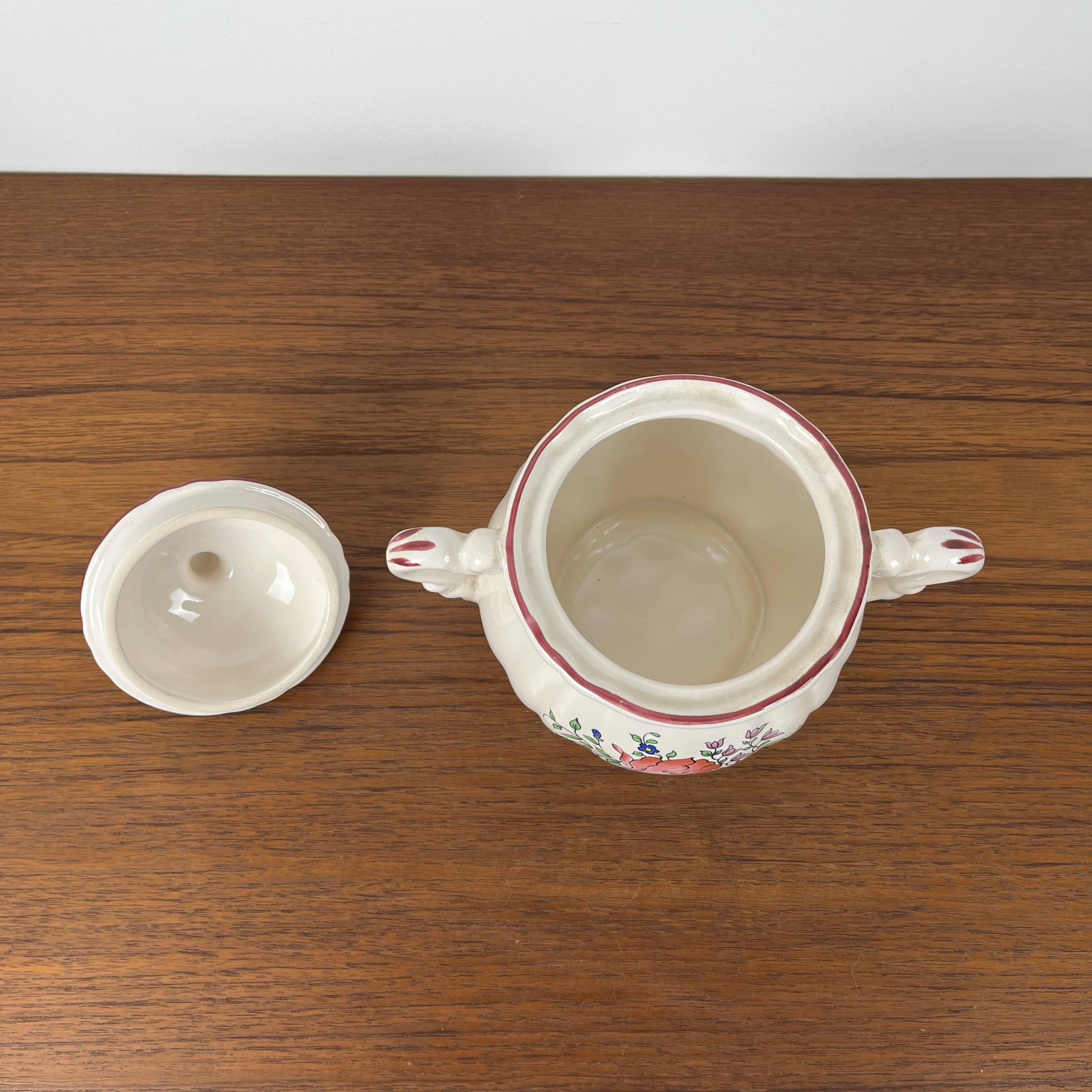 Antique Lunéville sugar bowl, Réverbère model, 1887