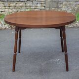 Round wooden table with 1 extension, wooden dining table, dining room table, kitchen table