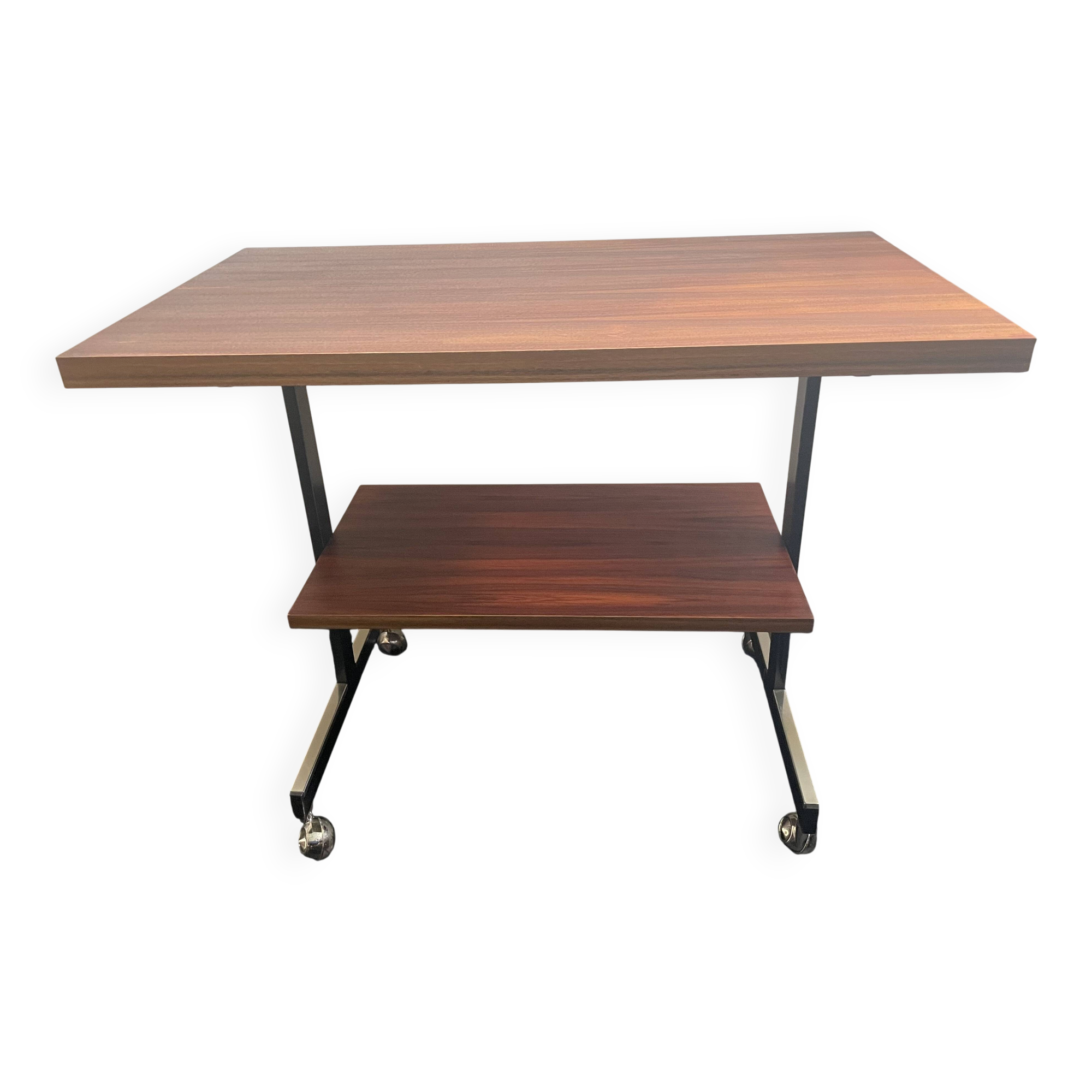 Table d'appoint à 2 niveaux sur roulettes