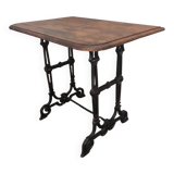 Bistro table with cast iron legs and oak top