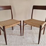 Pair of Danish chairs in teak and rope