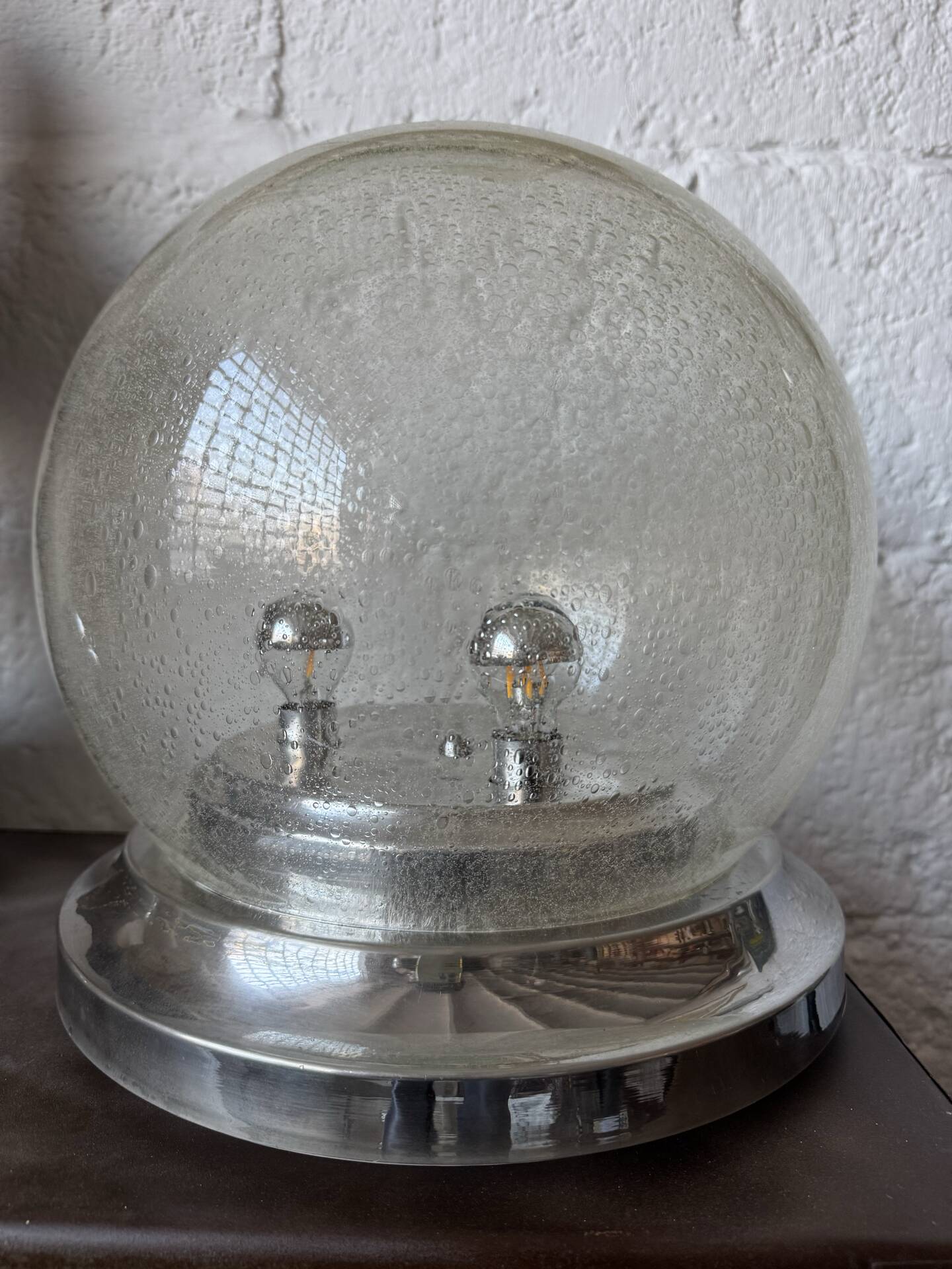 Lampe de table verre bullé Space Age années 70