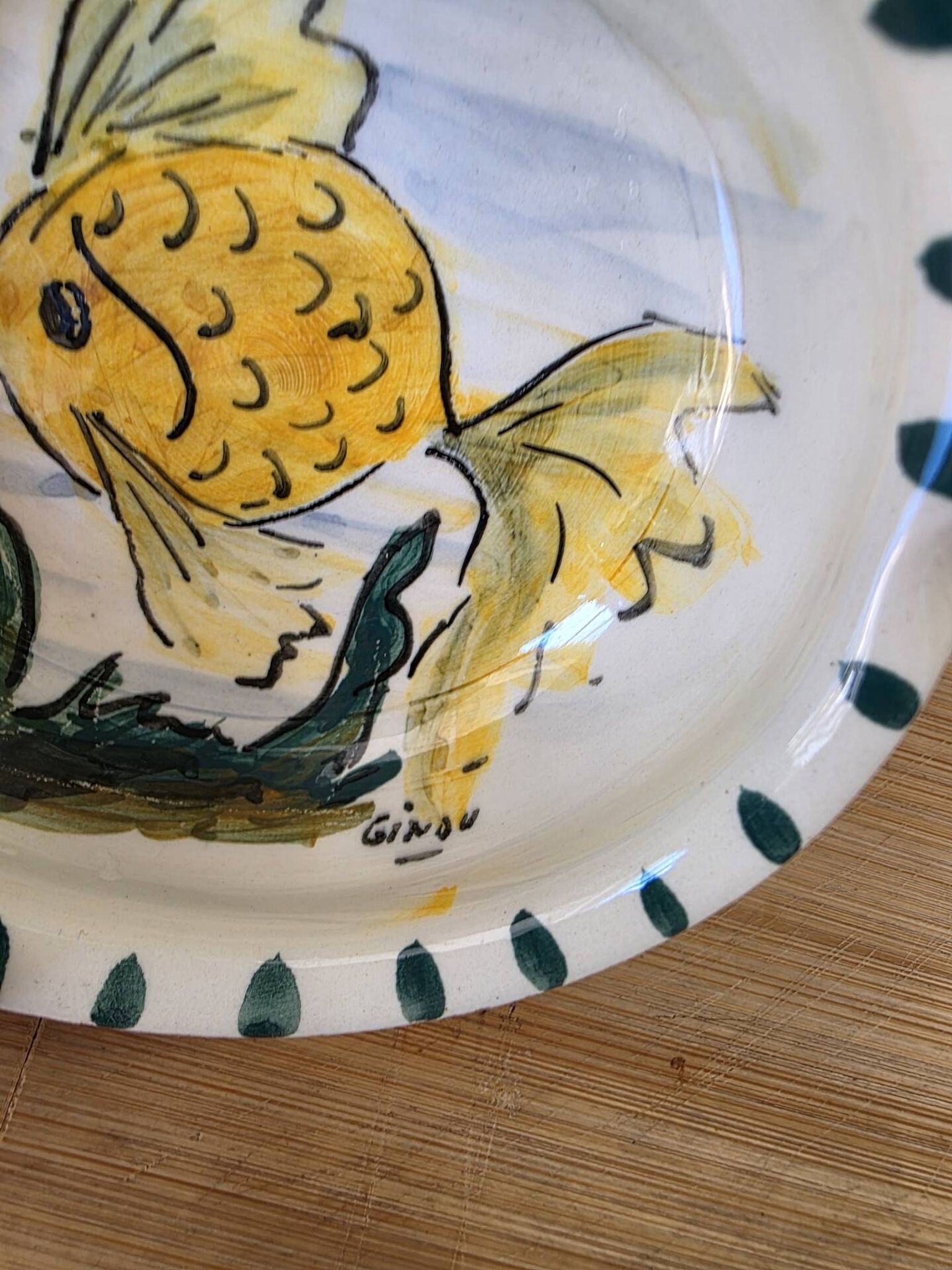 Pair of ramekin bowls fish Vallauris vintage Rubino