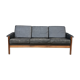 Canapé cuir 3 places scandinave en palissandre années 60