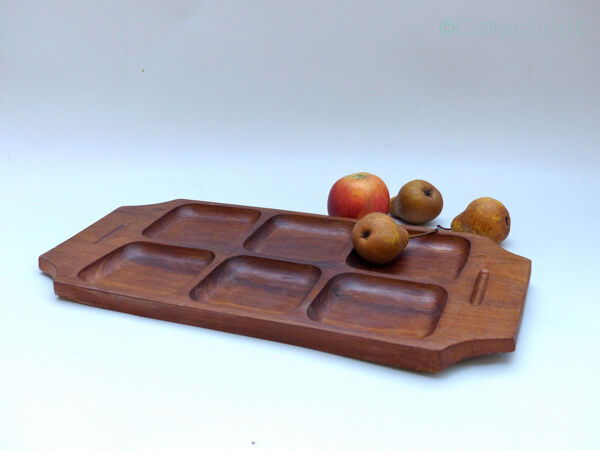 Plateau en teck  apéritif vintage scandinave
