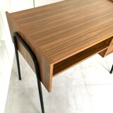 Vintage office teak décor and black steel base