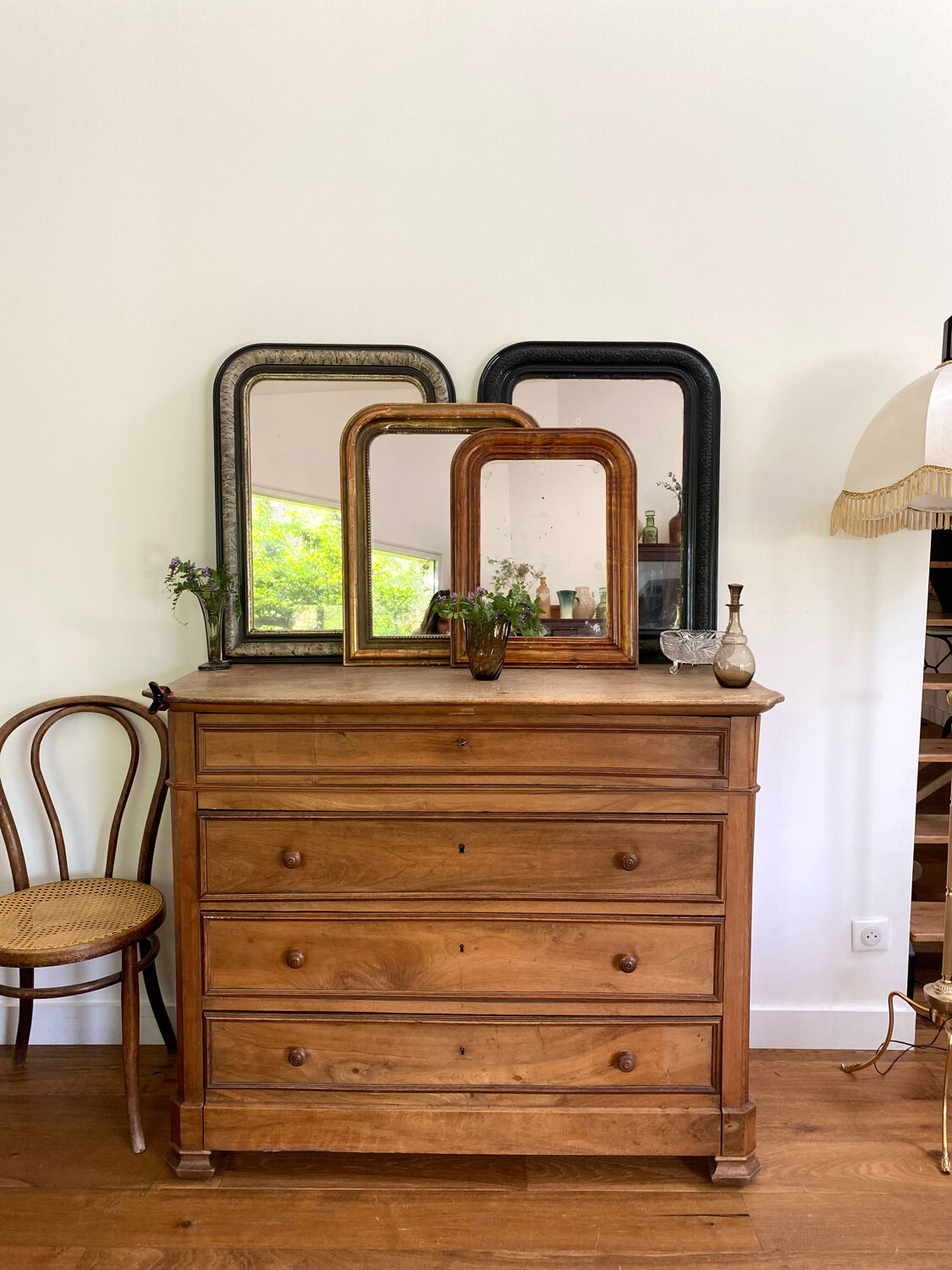 Antique Louis Philippe mirror with wooden plate