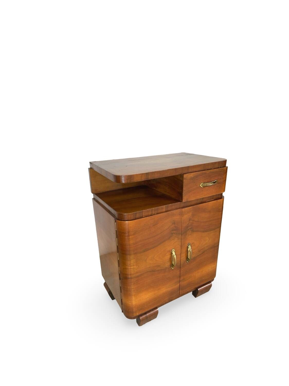 Tables de chevet Art déco italiennes en noyer, années 1940.