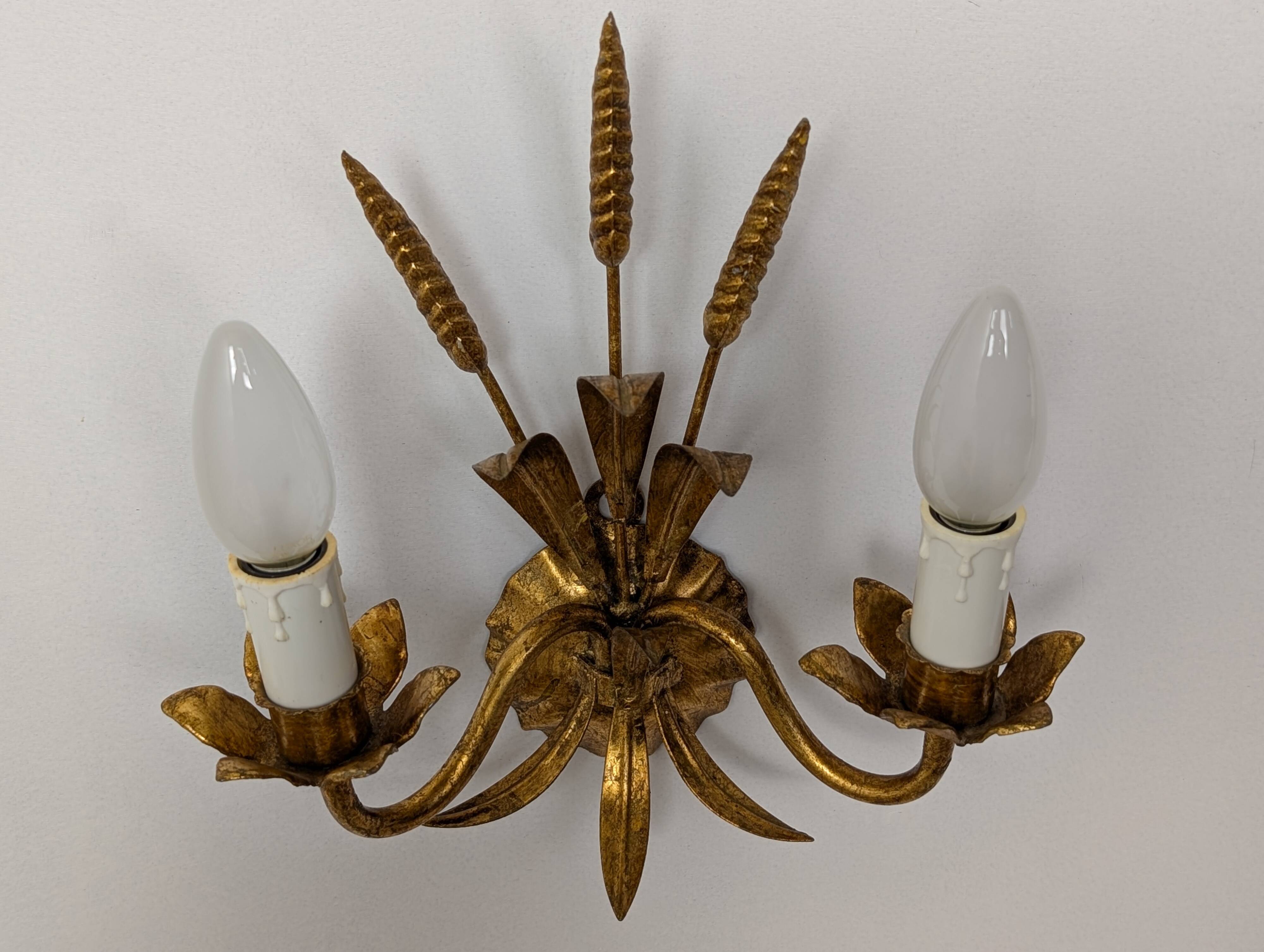 Pair of wheat ear wall lights