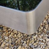 Table basse carre verre noir cadre aluminium brossé