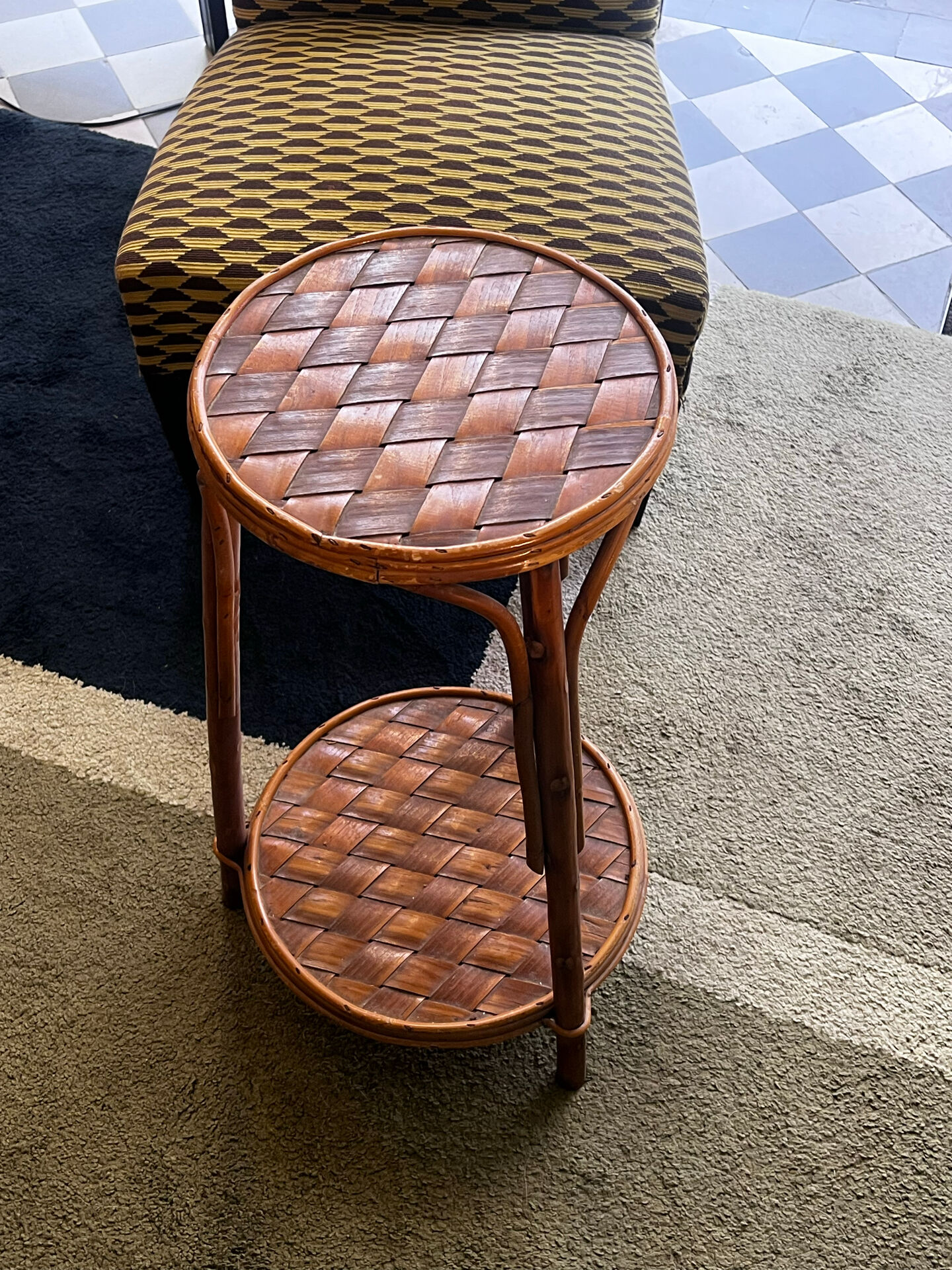 Side table / Occasional table Chestnut. Vintage rattan.