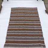 L Handmade Striped Vintage Boho North African Carpet (#2) - Area Rug 238x159