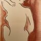 Signed painting in Chinese ink and art deco pastel, female portrait “the bath”