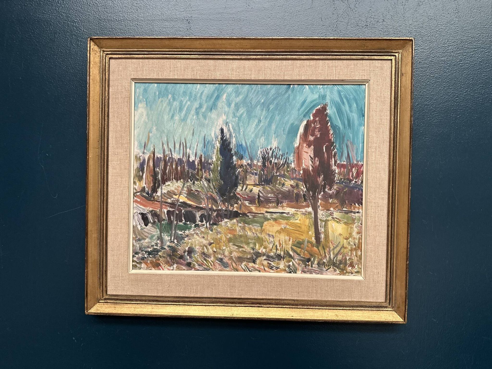 Huile sur toile originale suédoise – « Paysage » par Arvid Herbert