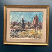 Huile sur toile originale suédoise – « Paysage » par Arvid Herbert