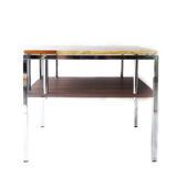 Vintage mid century chrome marble and onyx double top magazine rack table