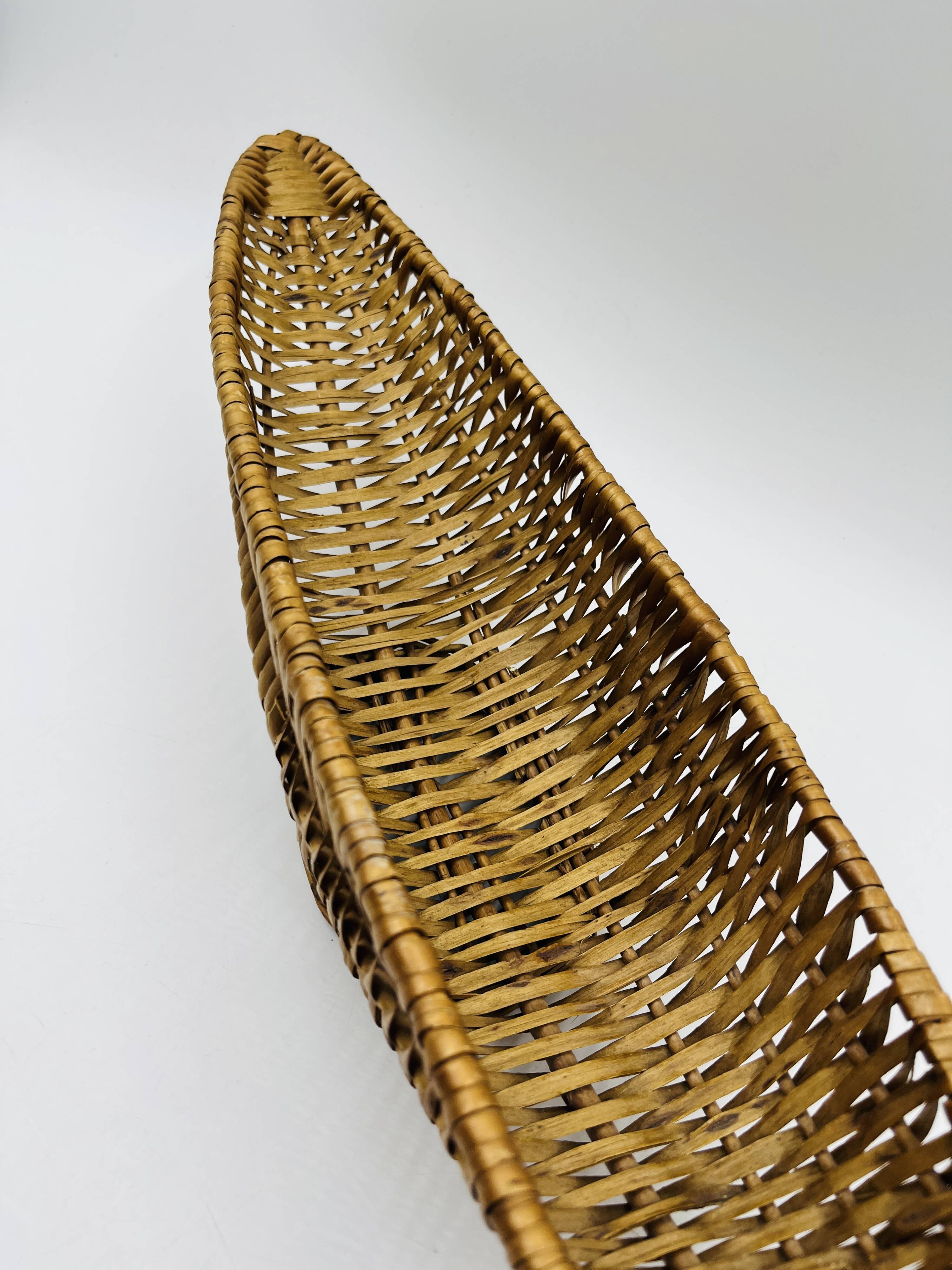 Vintage elongated wicker basket