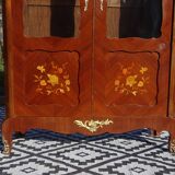 Glass library with rosewood marquetry in the Louis XV style.