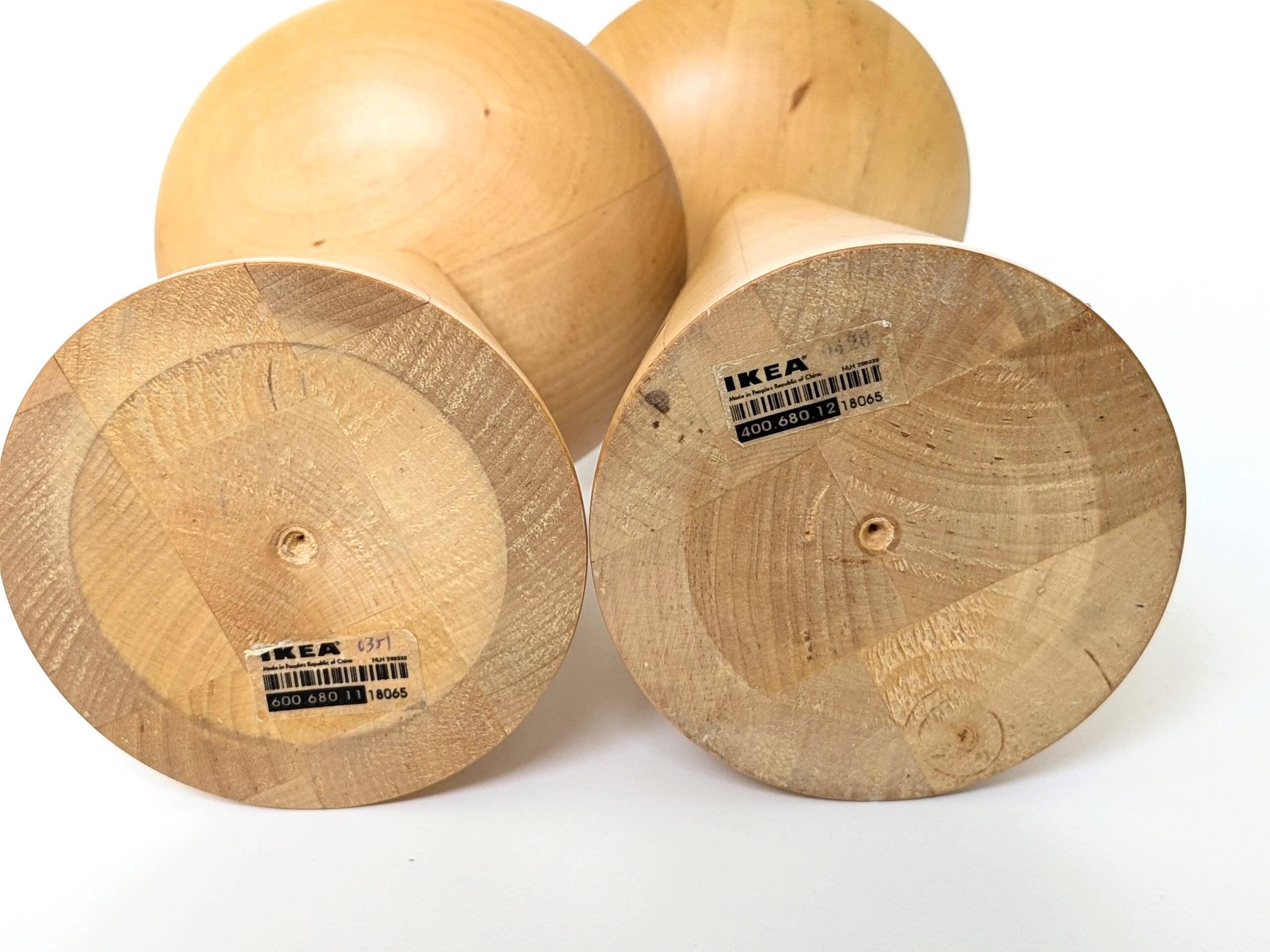 Bougeoirs en bois tourné IKEA vintage | Paire