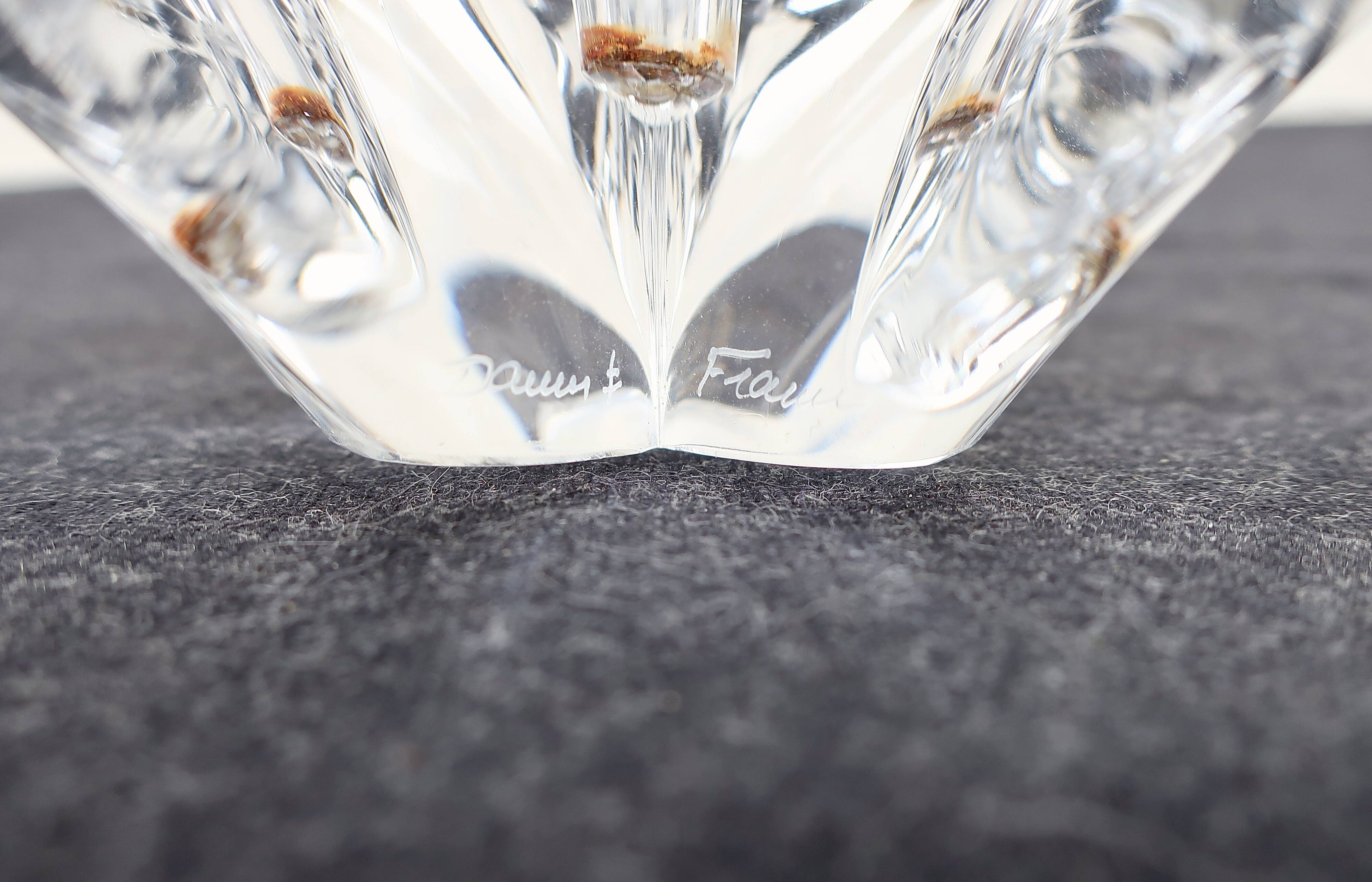 DAUM France pair of crystal candlesticks "Starfish" large model, 1960/1970