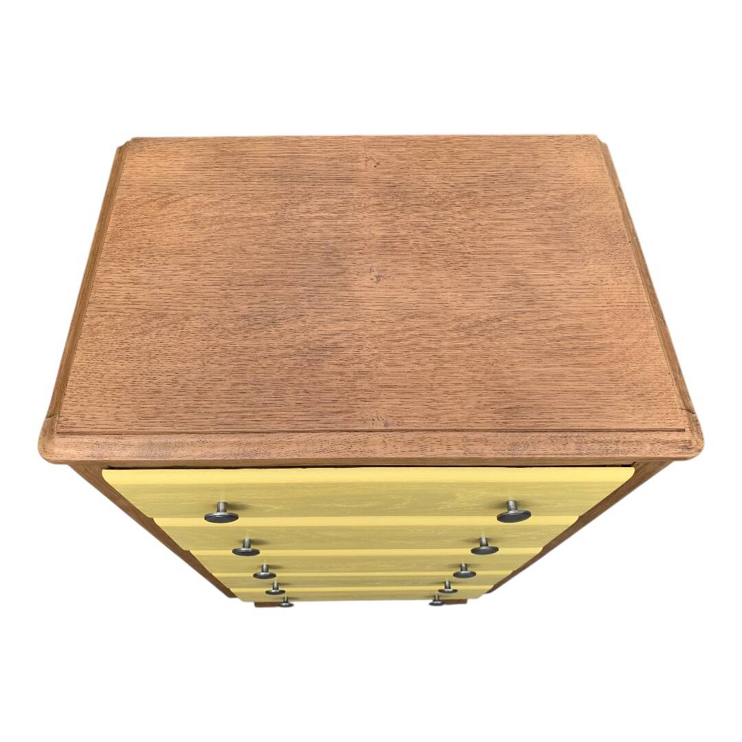 Art Deco chest of drawers in raw oak and yellow