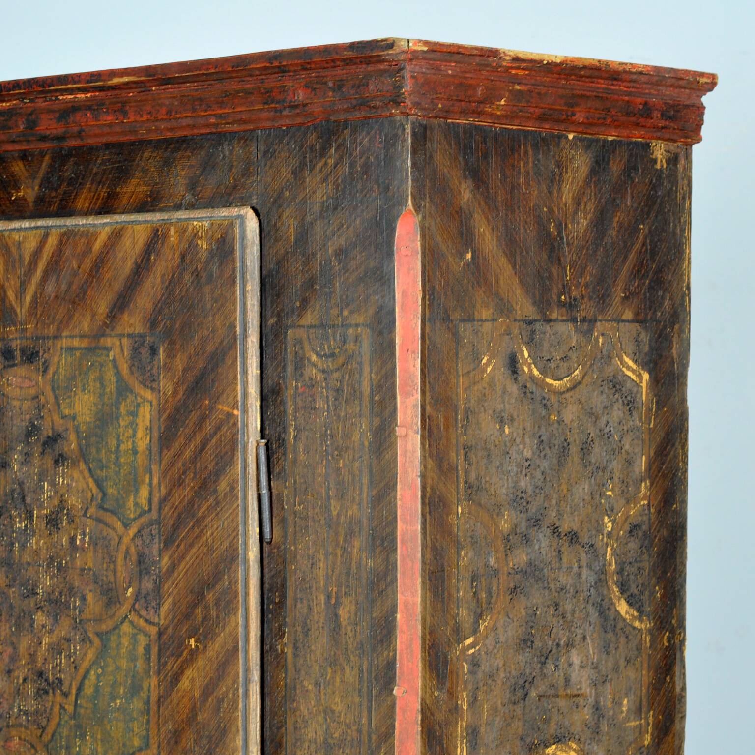 hand painted pine cabinet, circa 1850