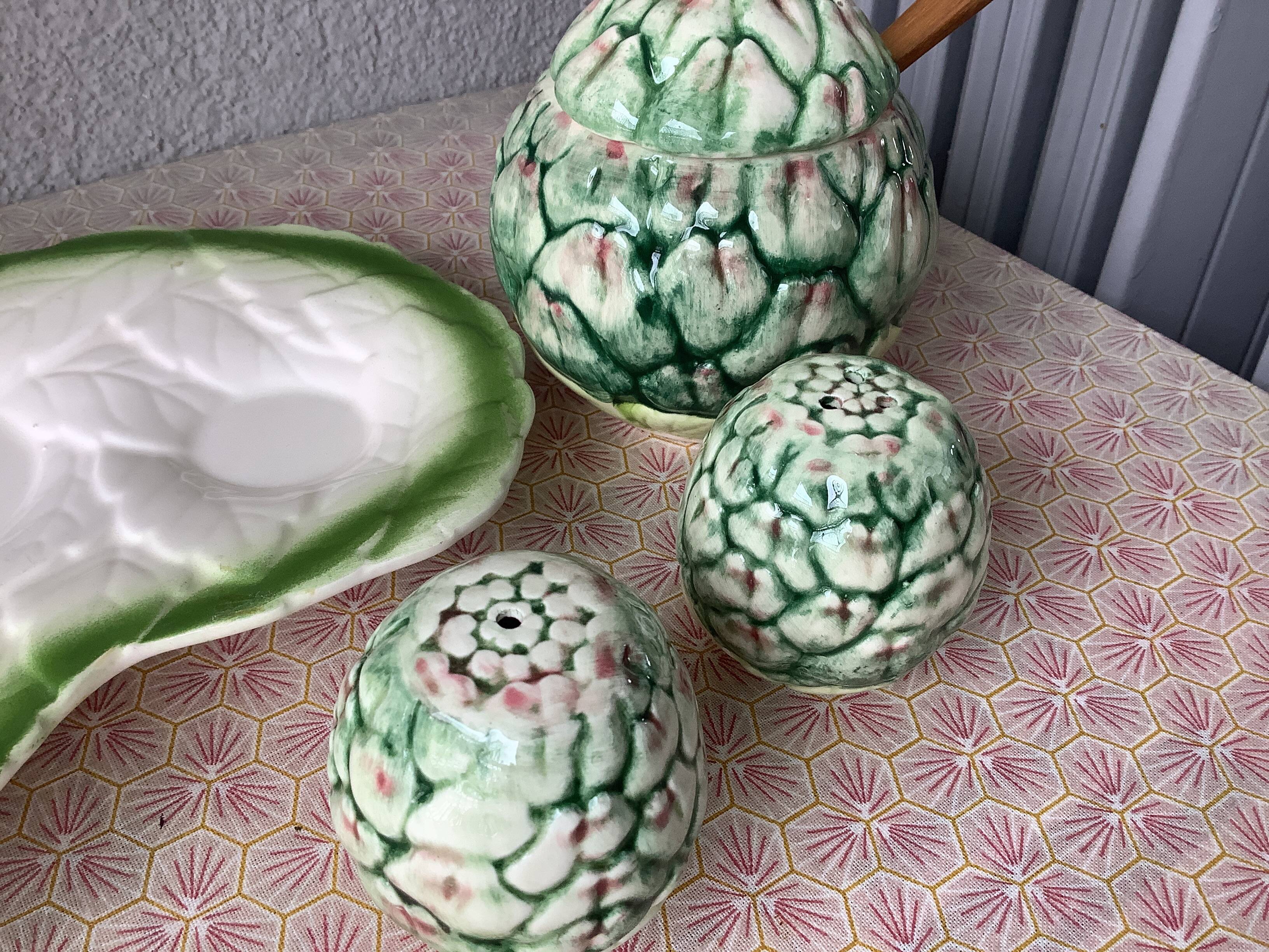 Fratelli Gialletti Italy barbotine salt, pepper and mustard shakers