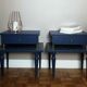 Pair of 60s night blue bedside