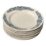 Set of 8 flat plates iron earth model Longchamp Alésia