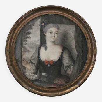 Miniature du 18eme siècle. aquarelle sur carton.