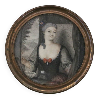 Miniature of the 18th century. watercolor on cardboard.